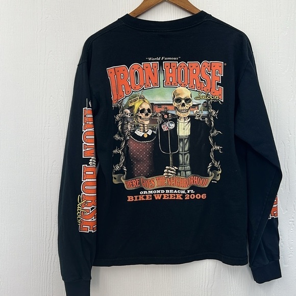 Jensen - 2006 Bike Week Iron Horse American Gothic Skeletons Long Sleeve T SZ L - Picture 10 of 11